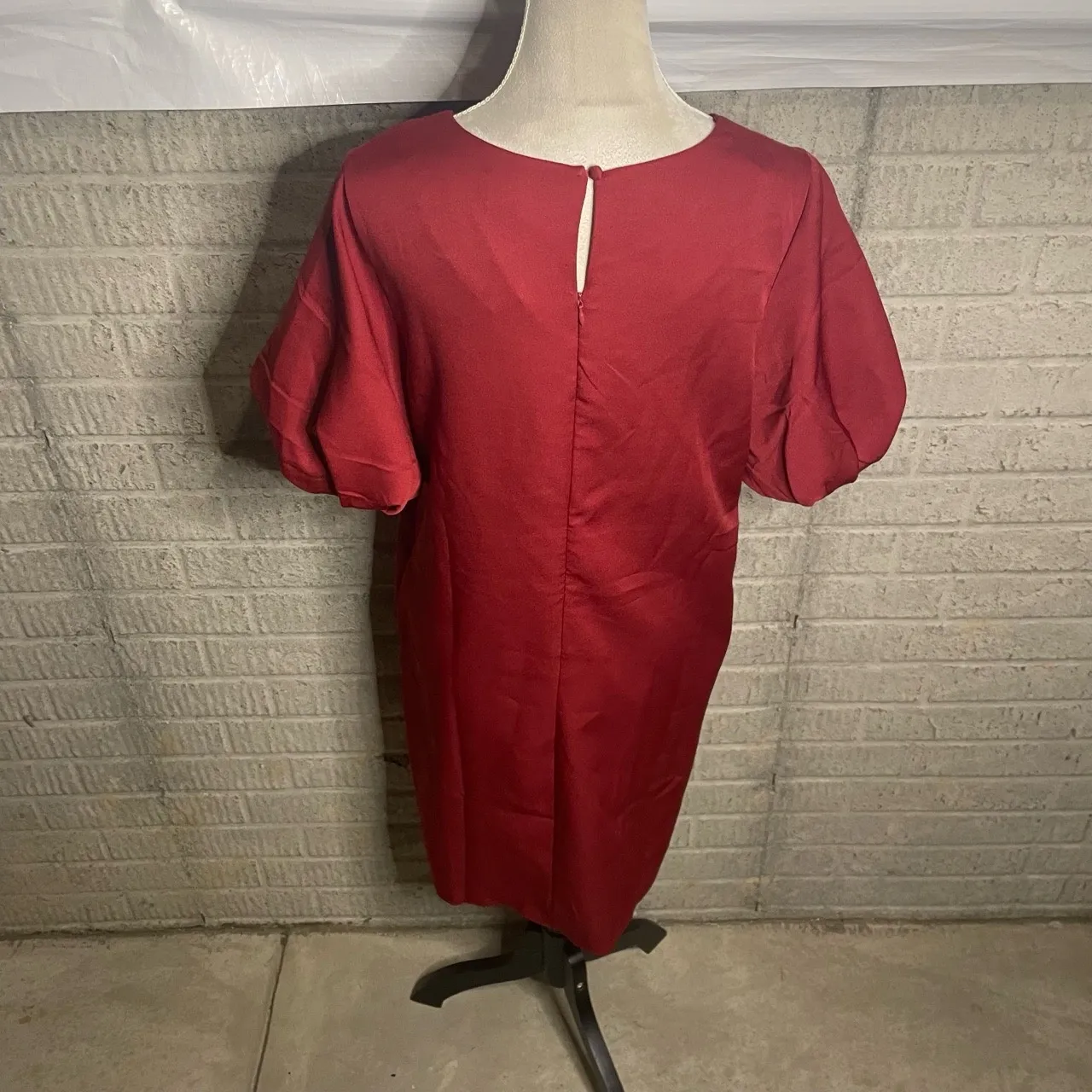 Sam Edelman Womens Red Puff Sleeve Keyhole Back Shift Dress Size‎ 14 - Image 3
