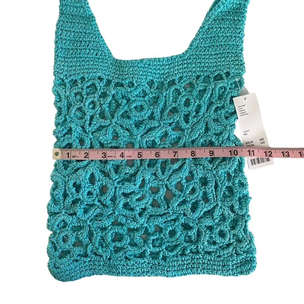 Urban Outfitters Monaco Blue Raffia Hobo Beach Vacation Bohemian Style Bag NWT - Image 7