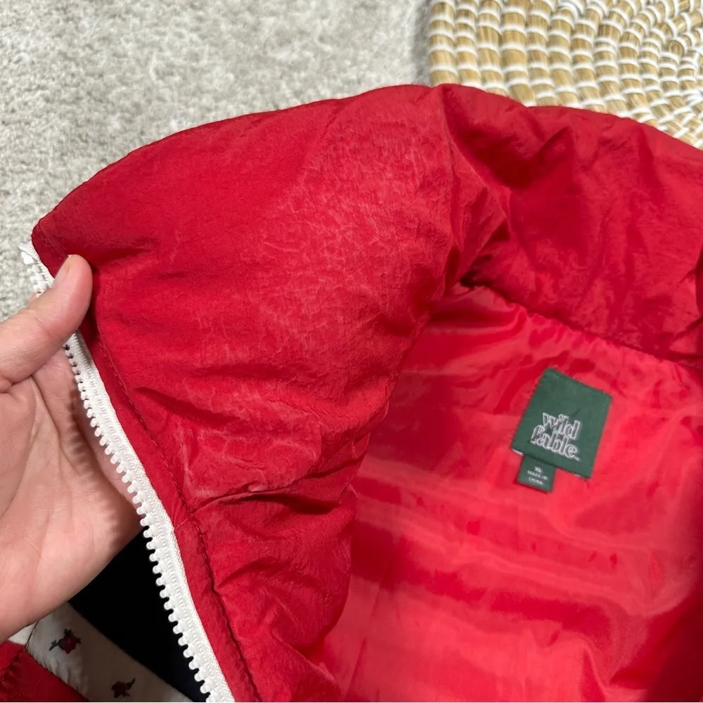 Wild Fable Red Multi Poppy Full Zip Puffer Nylon Vest Retro 90s Style Size XL - Image 13