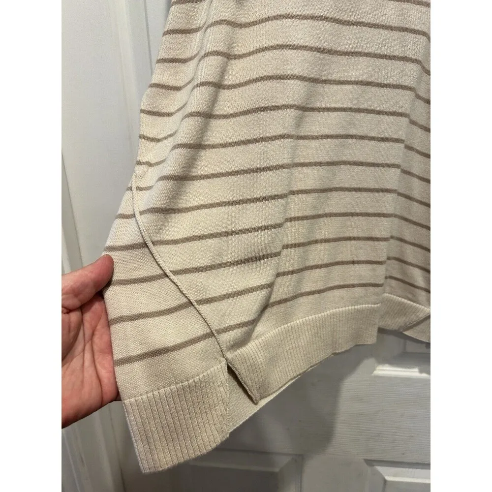 Garnet Hill 100% Pima Cotton Boxy Striped Sweater Lightweight Oversized Large - Image 3