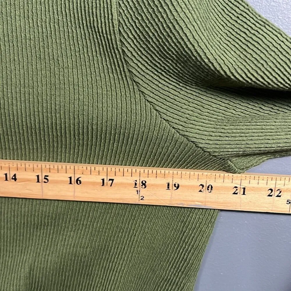 Madewell size large lusterweave crop shirt long sleeve tie front ribbed green - Image 7