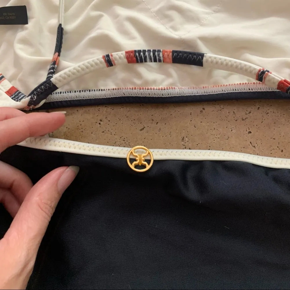 ViX Thai Mary Stripe High Neck Bikini Top L NWOT Malindi Tie Bottoms M Black Size undefined - Image 10