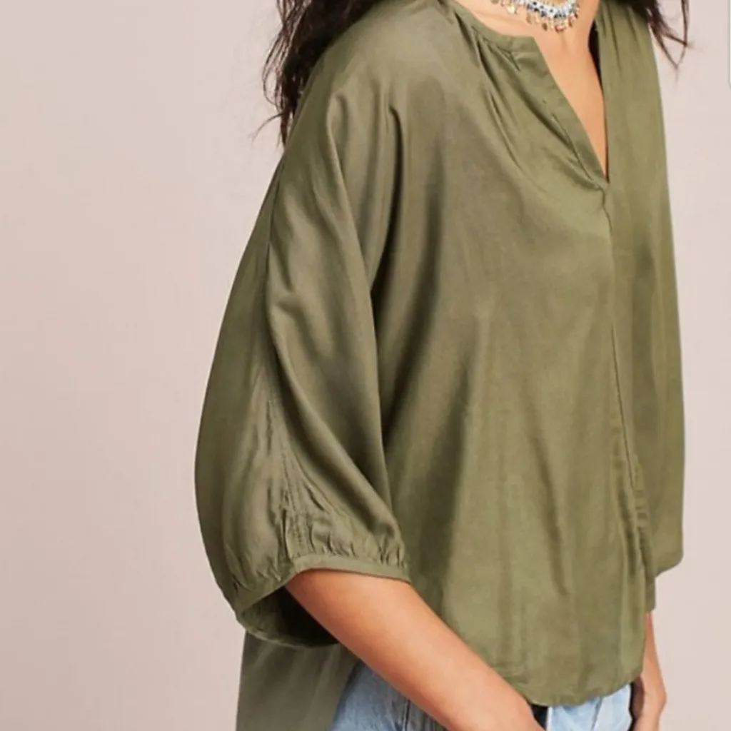 Anthropologie Porridge Odette tee Olive Green SZ:XS - Image 4