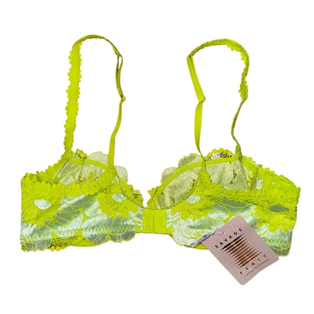 Savage X Fenty NWT Perfect Poppies Unlined Lace Demi Bra women’s size 36B Yellow - Image 7