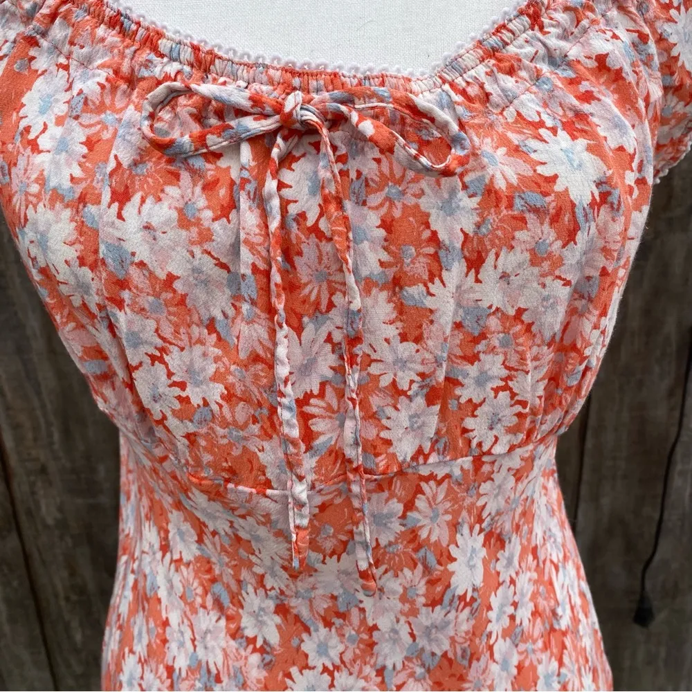 Kimchi Blue  Orange Floral Printed Mini Dress Size M - Image 5