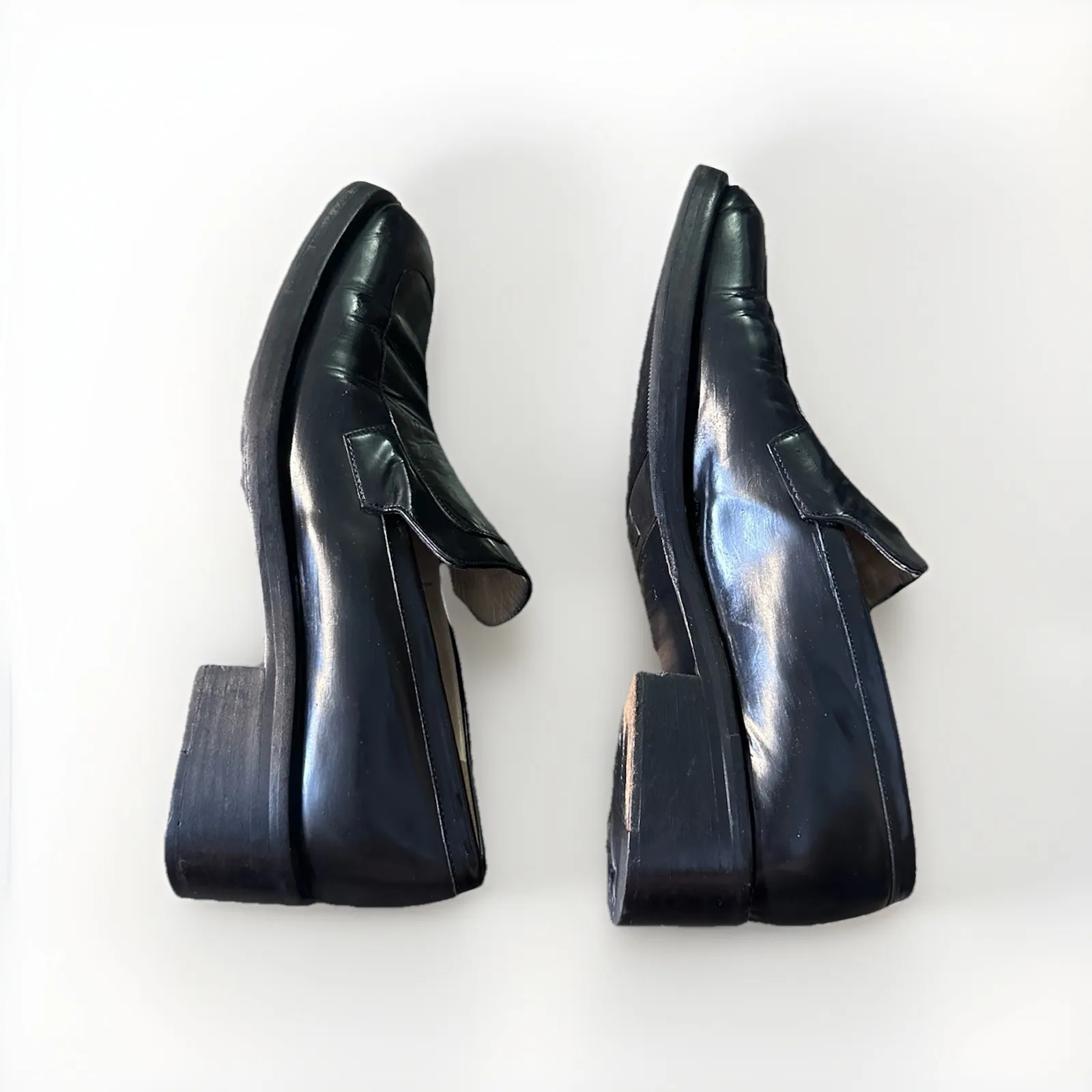 GUCCI Shoes Loafers Patent Leather Vintage Slip Ons  women Black Italy Sz 7.5 - Image 6