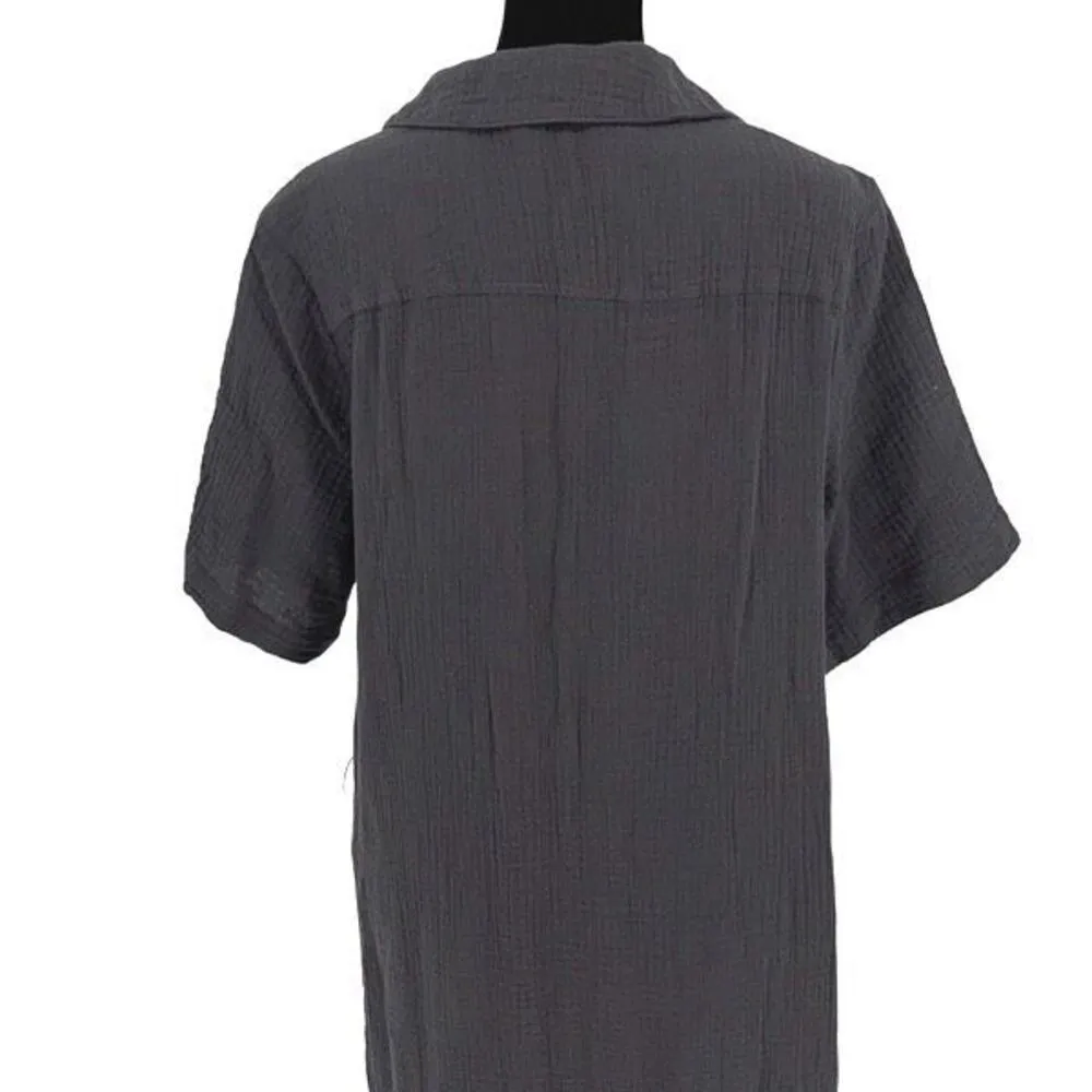 Faherty Womens Organic Cotton Nolita Dream Gauze Dress Washed Charcoal Gray Medi - Image 6