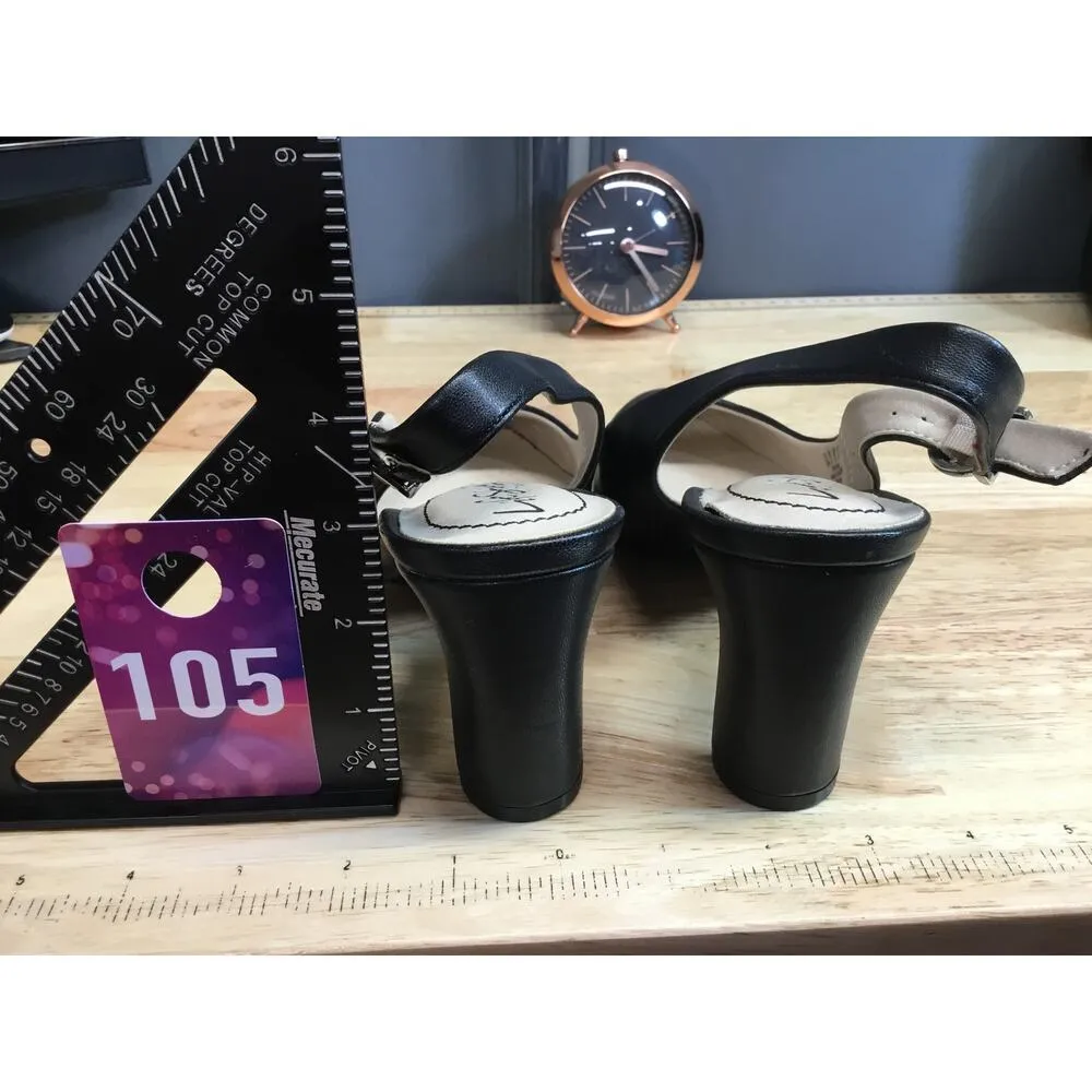 LifeStride Gigi Women's 8.5 Black Leather Sling Back Almond Toe Pump Heels - Image 3