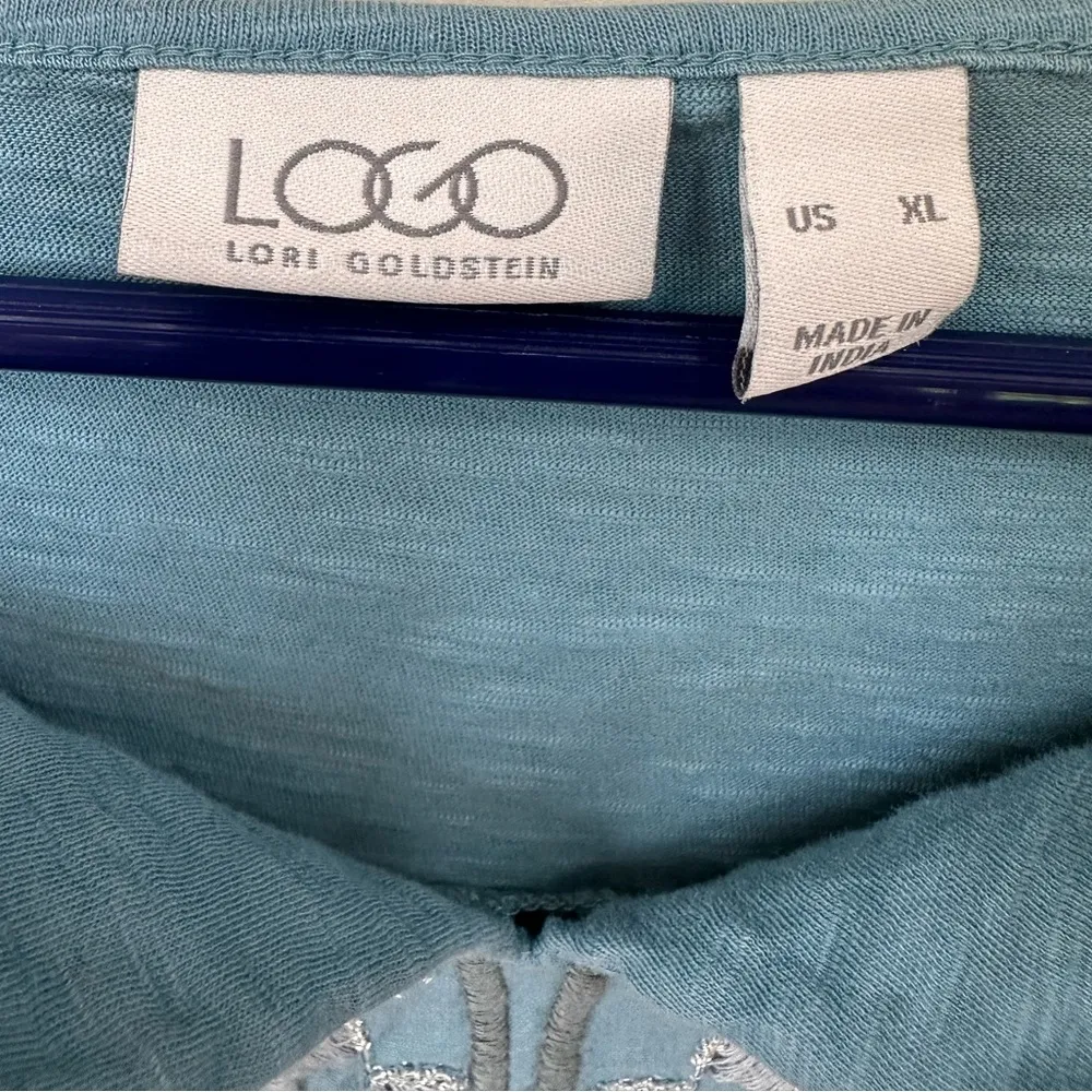 LOGO by Lori Goldstein Cotton
Slub Top w/ Crochet & Embroidery Tunic Length - Image 5