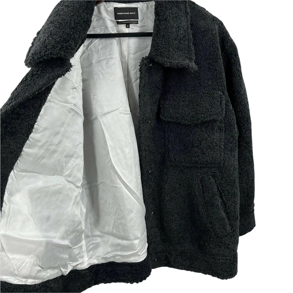 Something Navy Faux Shearling Coat Size XL New - Image 4