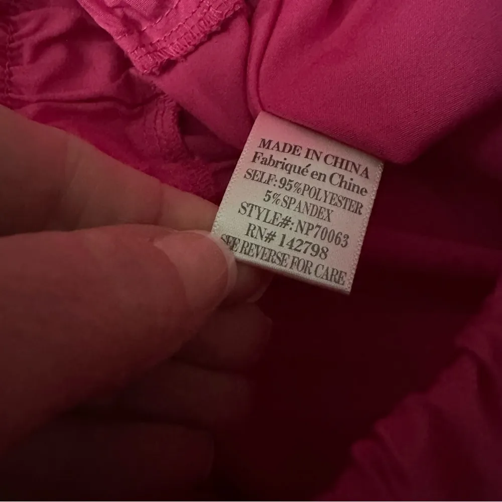 New In Neon Pink High Rise Smocked Ruche Elastic Waist Joggers Sz Large - Image 10