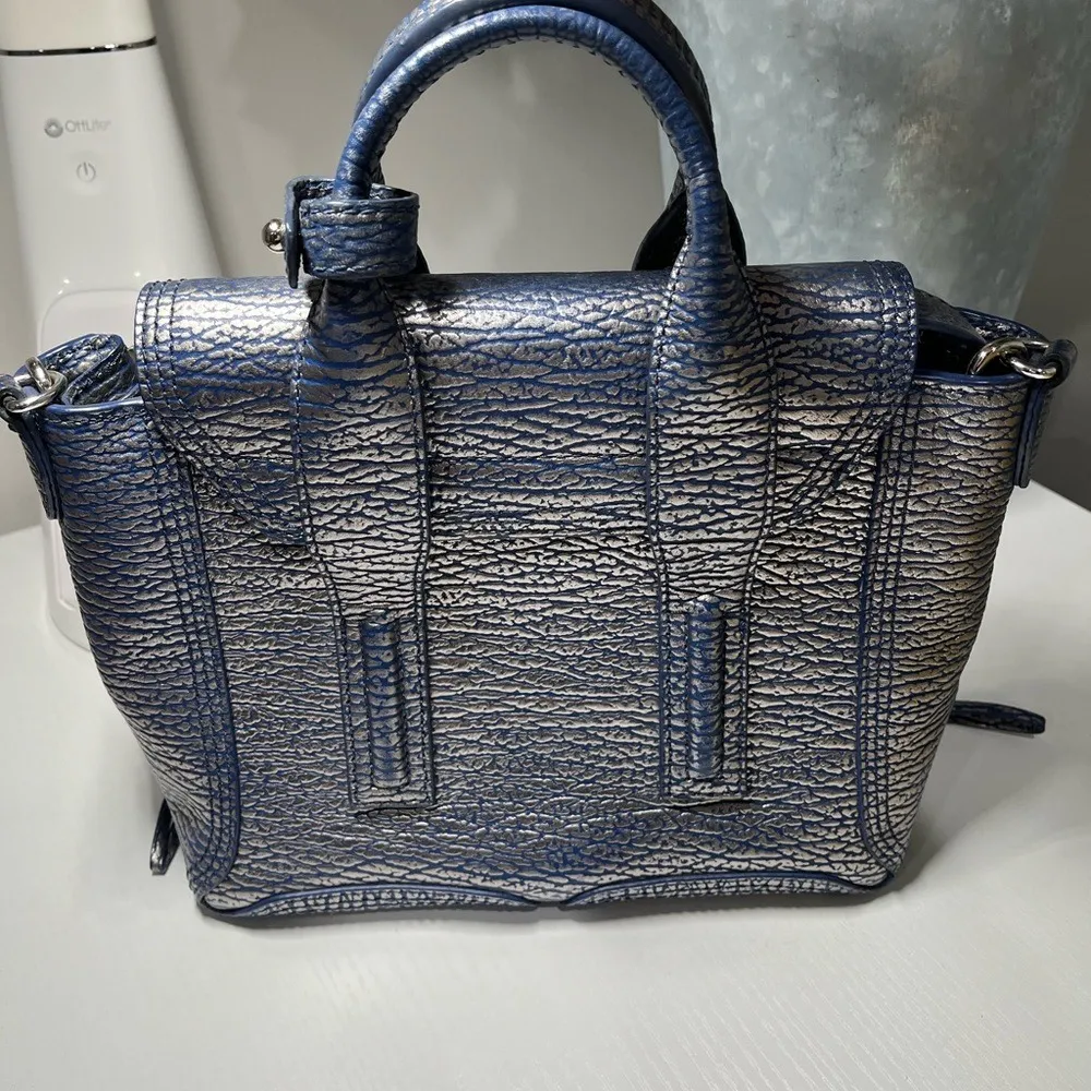 Phillip Lim Pashli Mini leather cross body rare silver metallic finish over navy - Image 4