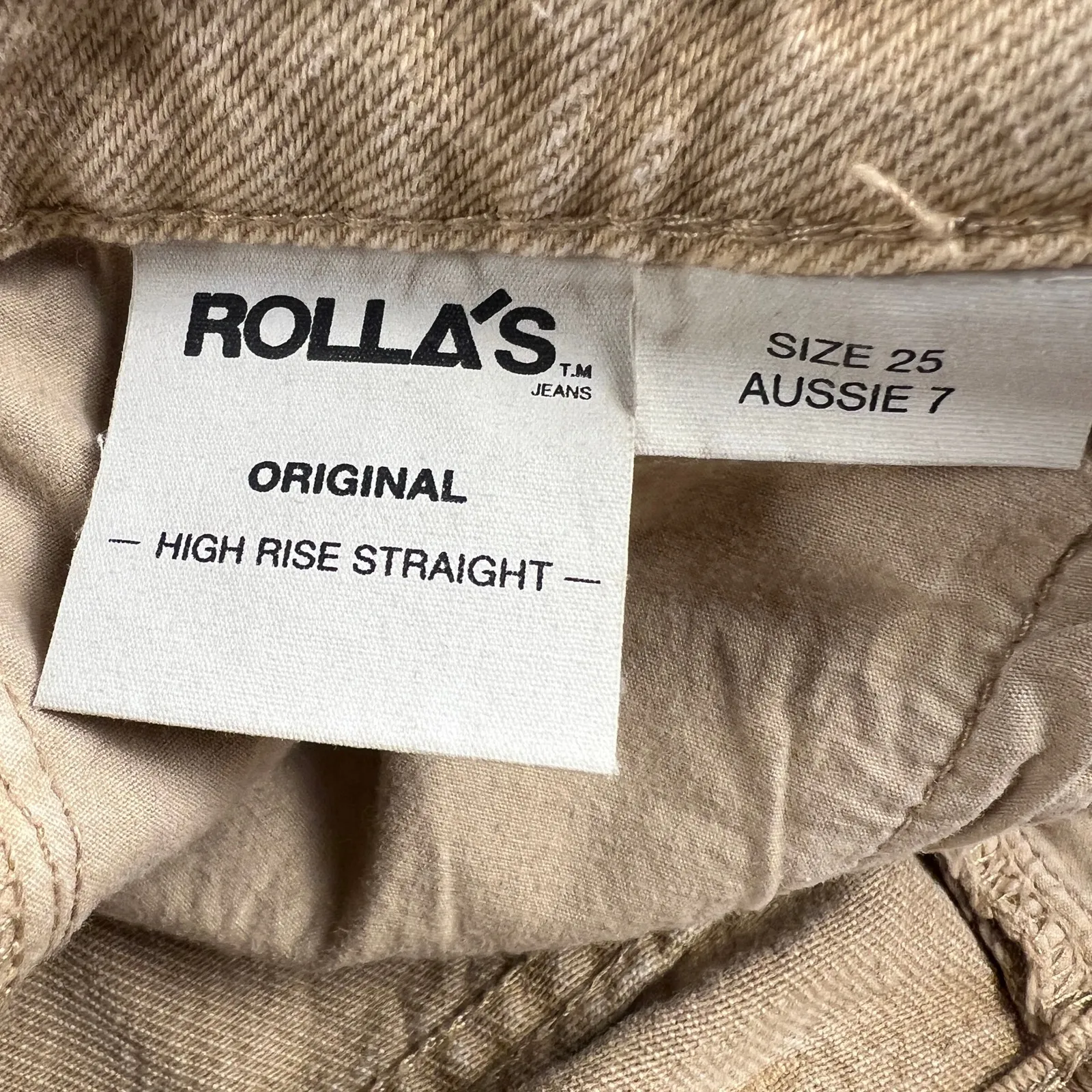 Rolla's Original High Rise Straight Leg Jeans Sand Tan 100% Cotton Size 25 - Image 6