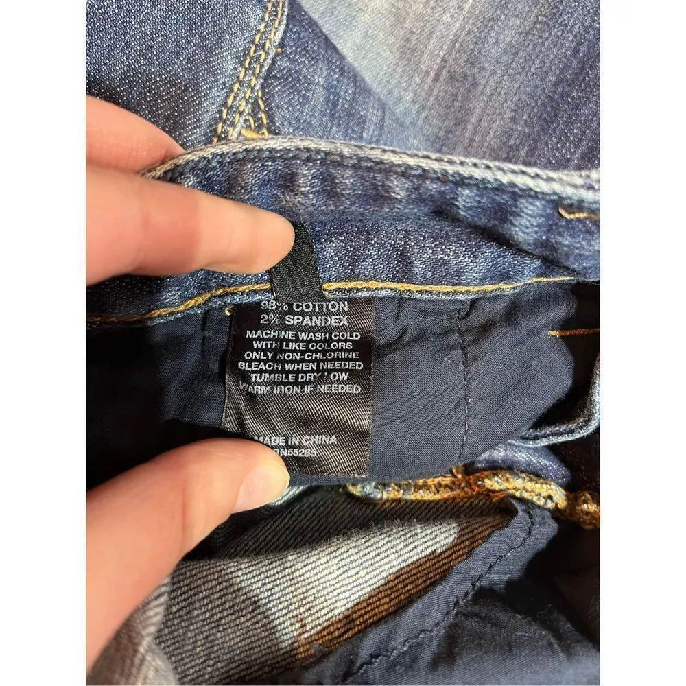 VTG Express Women's Low Rise‎ Stella Bootleg Jeans Blue Denim Embroidered Size 6 - Image 11