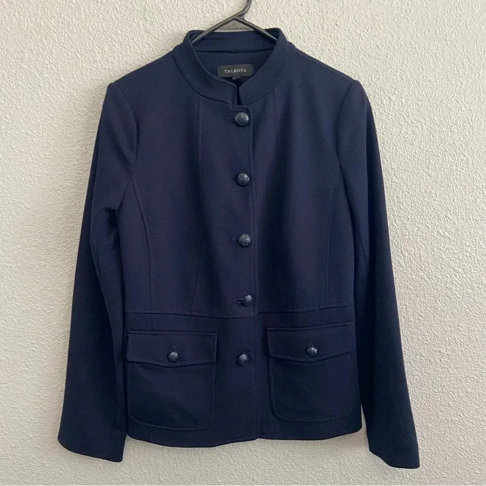 Talbots NWT Refined‎ Ponte Knits Jacket Size 6 Button Up Navy - Image 4
