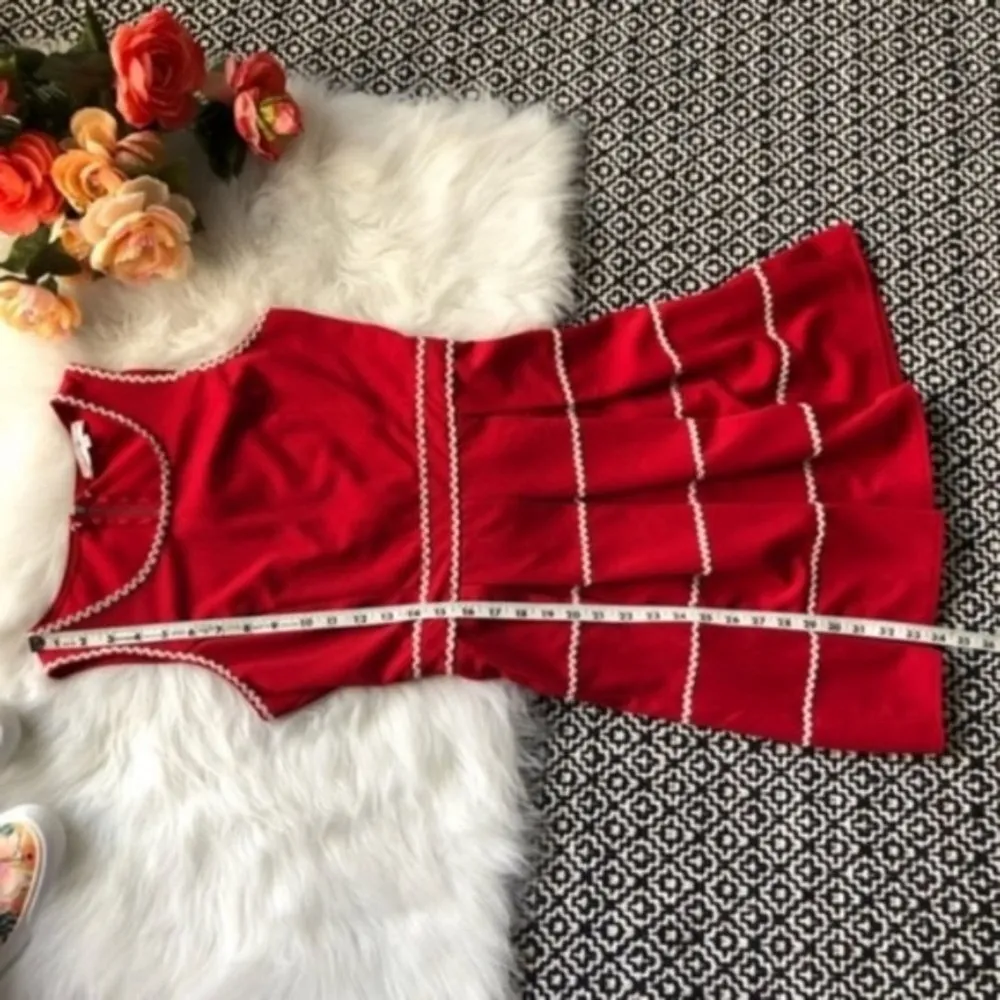 Altar'd State Red White Flare Dress Nautical 40s - Image 7