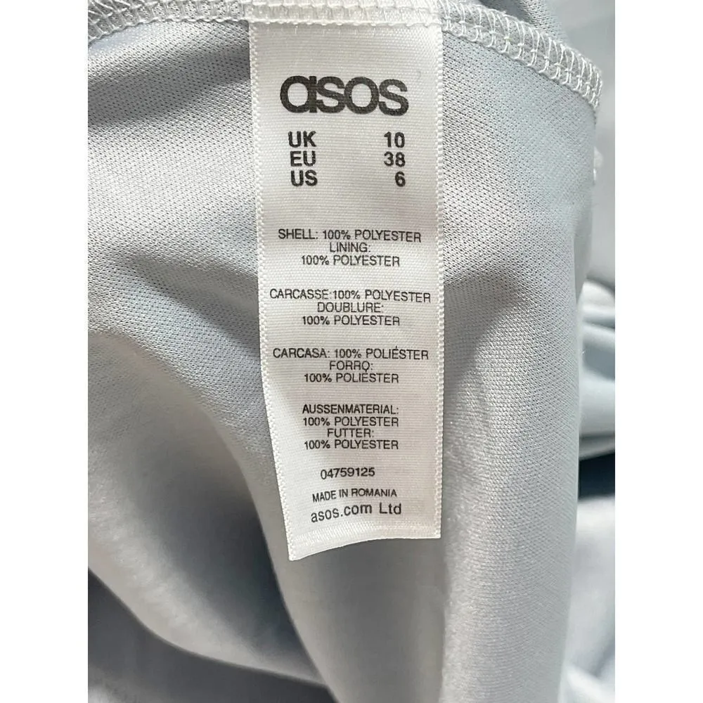 Asos Kate Lace Maxi Dress Gown Eyelash Lace V-Neck Short Sleeves Baby Blue 6‎ - Image 8