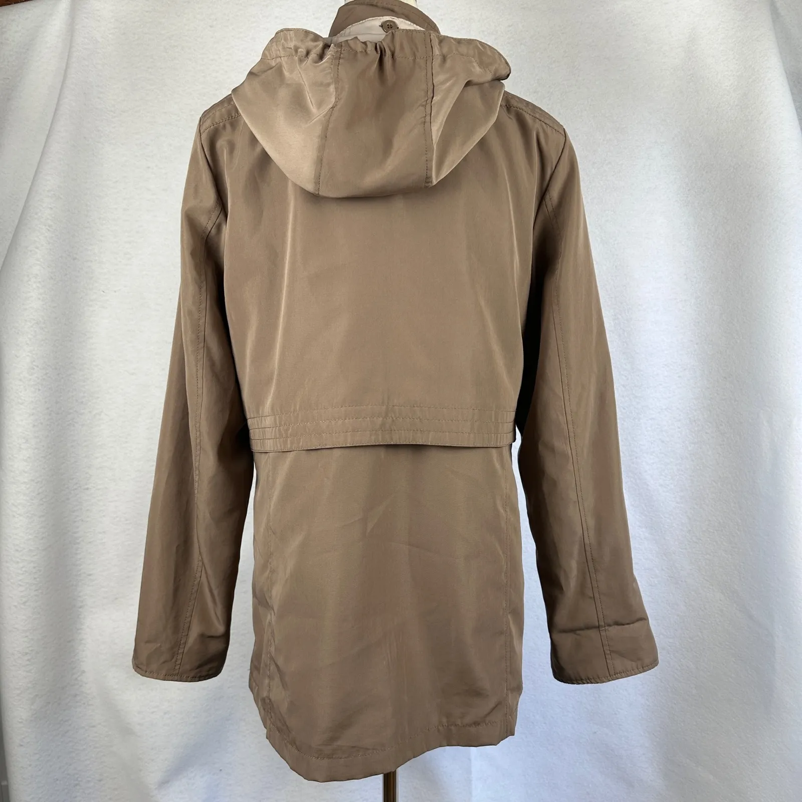 Studio‎ Works Womens Hooded Rain Coat Jacket Lightweight Brown Medium - Image 3