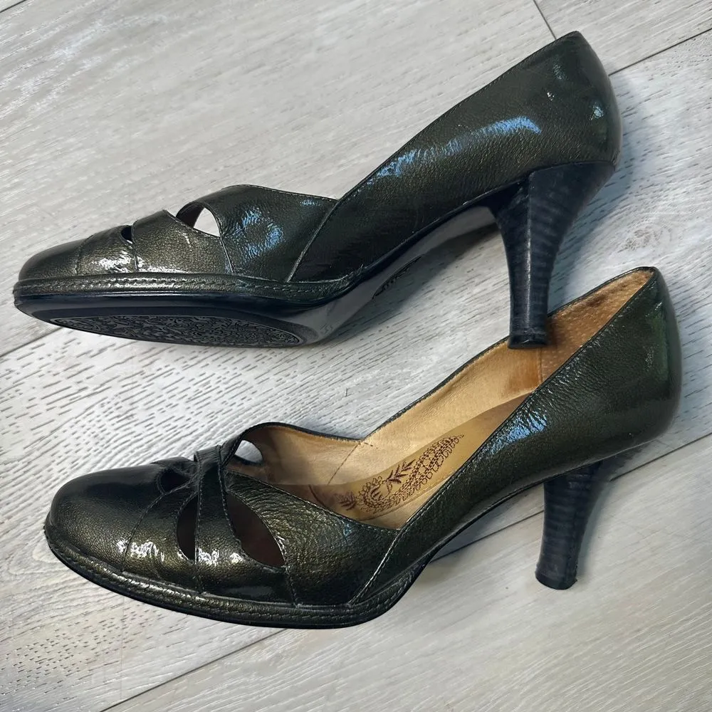 Soft Gabriela dark green learner‎ pump round toe medium heel size 9.5 - Image 2