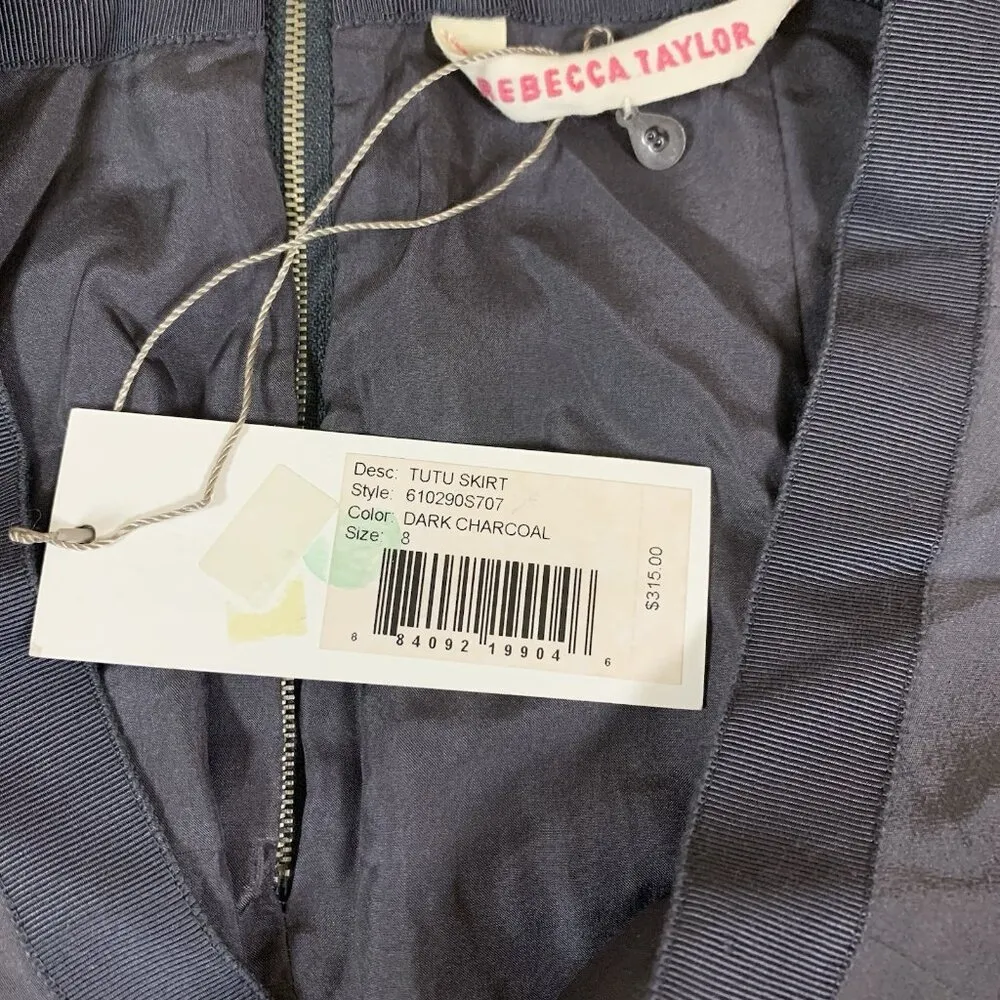 Rebecca Taylor Tutu Skirt Dark Charcoal 8 Silk‎ Ruffle Mini Party Skirt NWT - Image 5