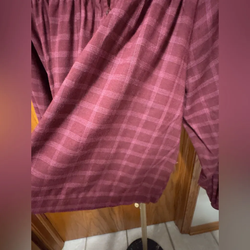 Treasure & Bond Windowpane Plaid Popover Shirt Size Medium - Image 7