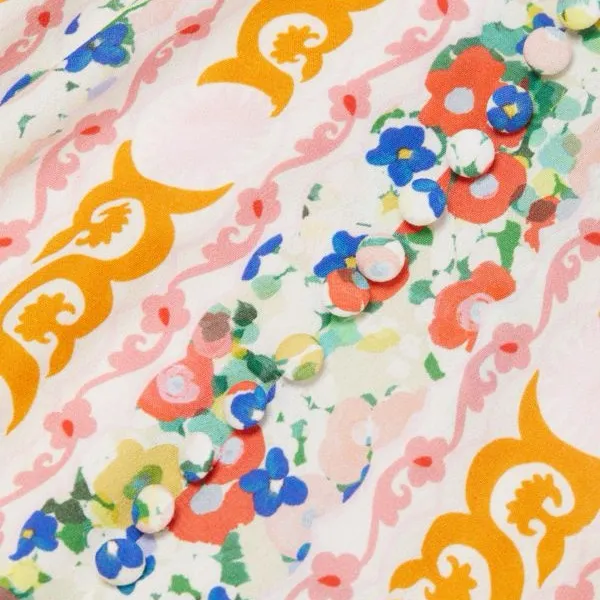 Saloni Lea Puff Sleeve Striped Floral Print Mini Dress Baby Pink Size US 4 - Image 15