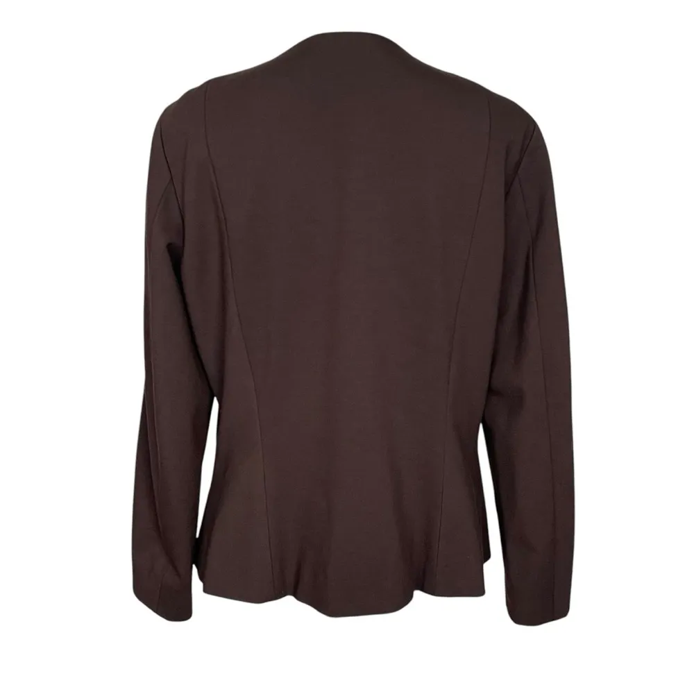 Etcetera Double Breasted Brown Blazer Jacket Women’s Size 16 Bow Tie Collarless - Image 5