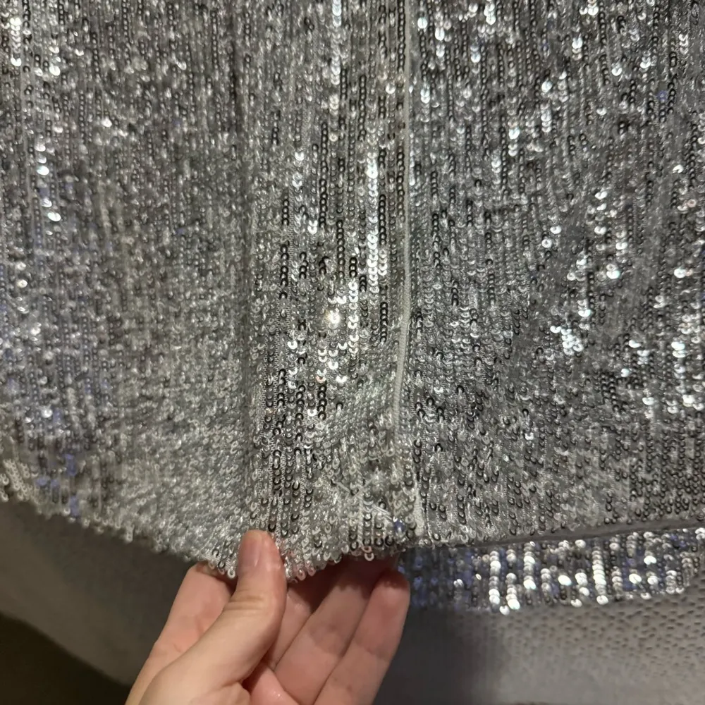 Ann Taylor Shimmery Silver Sequin Midi Length Skirt Holiday Party 90s Disco 6P - Image 6