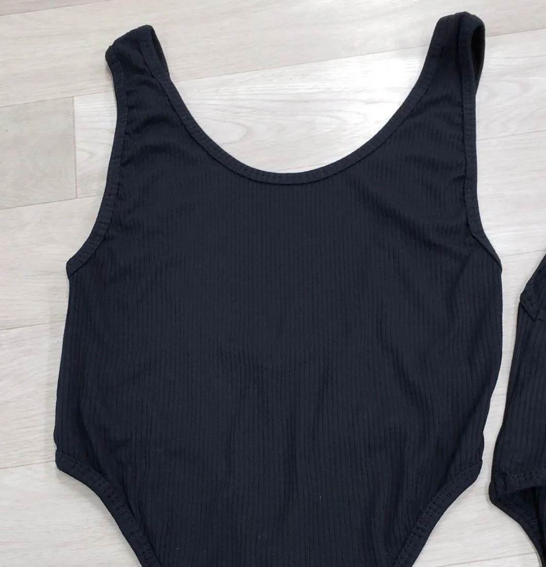 Iron fist Women’s Black Ribbed Bodysuit Thong (L) - Image 4