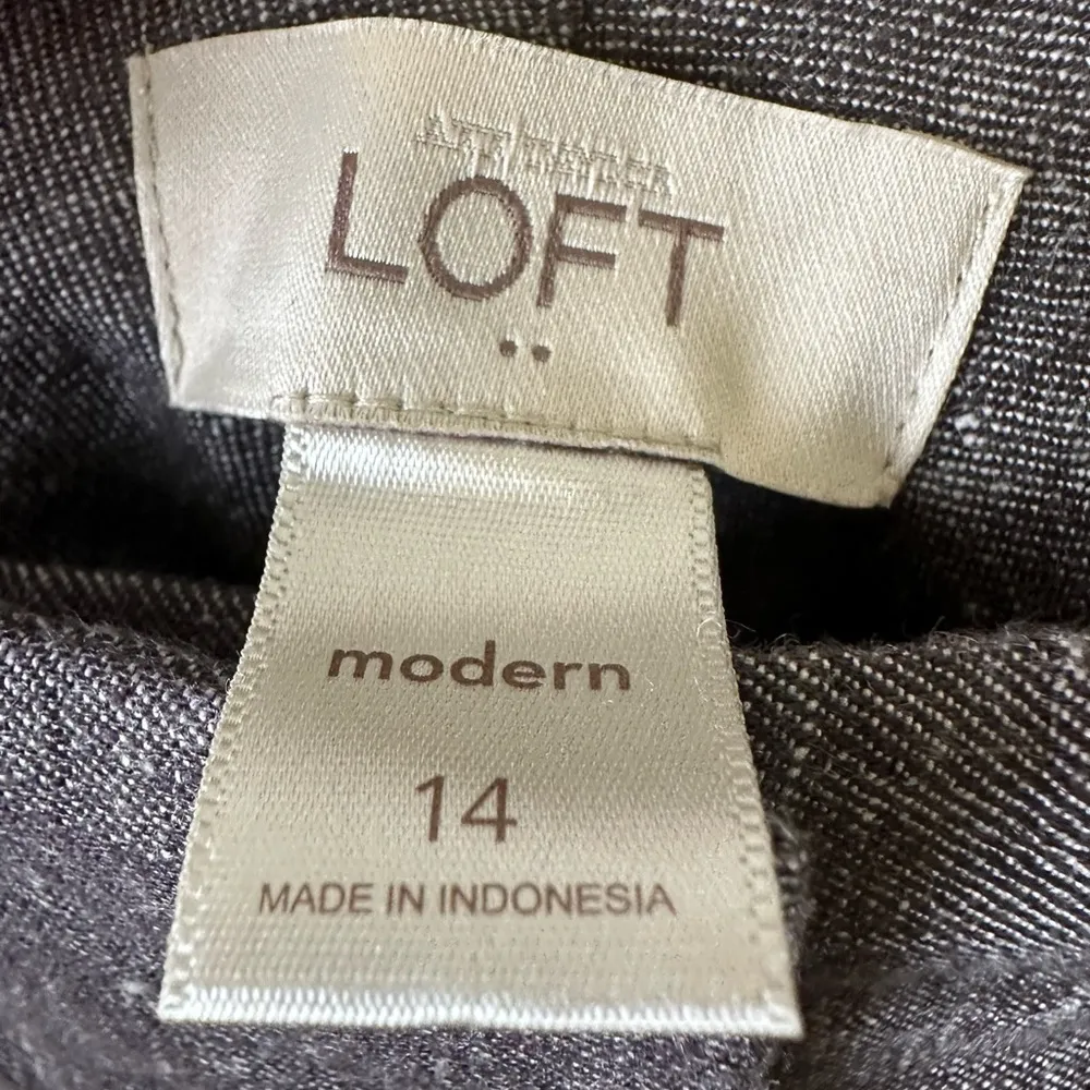 Loft Pants Womens 14 Linen Wide Leg Gray Modern Dress Slacks Lightweight Demure - Image 4