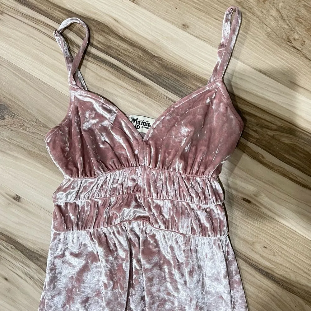 Show Me Your Mumu Aurora Pink Velvet Empire Waist Maxi Dress Women’s XS - Image 6