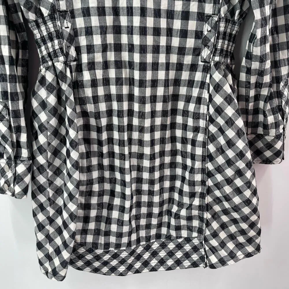 COOGI Shirt Dress Size Large Buffalo Check Plaid W&B Silver Logo Zippers Checked - Image 10