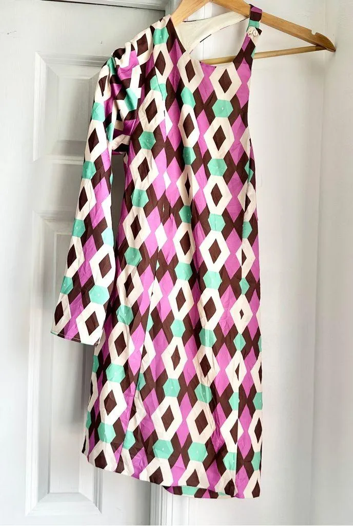 Zara Geometric Patterned One Shoulder Dress - Image 5