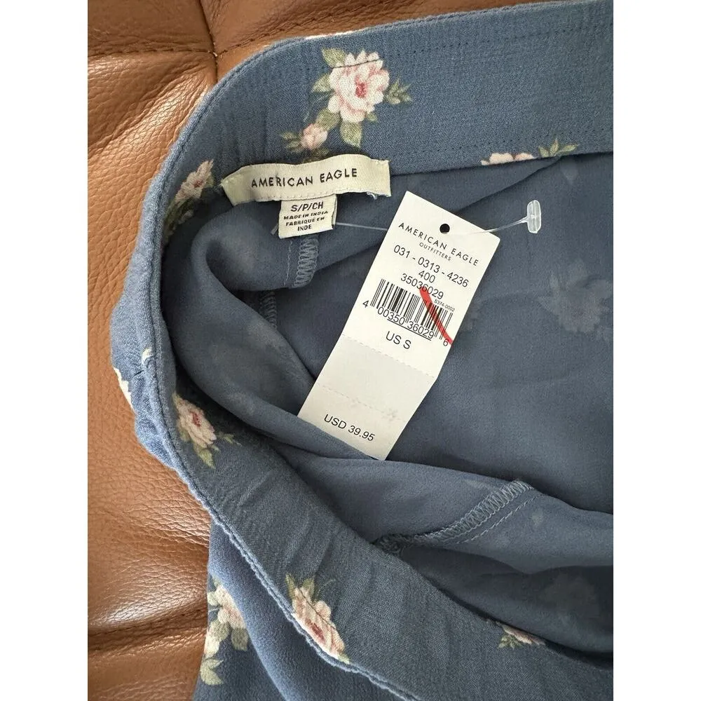 NWT American Eagle Blue Floral 90s Style Cottagecore Mini Skirt Size Small - Image 6
