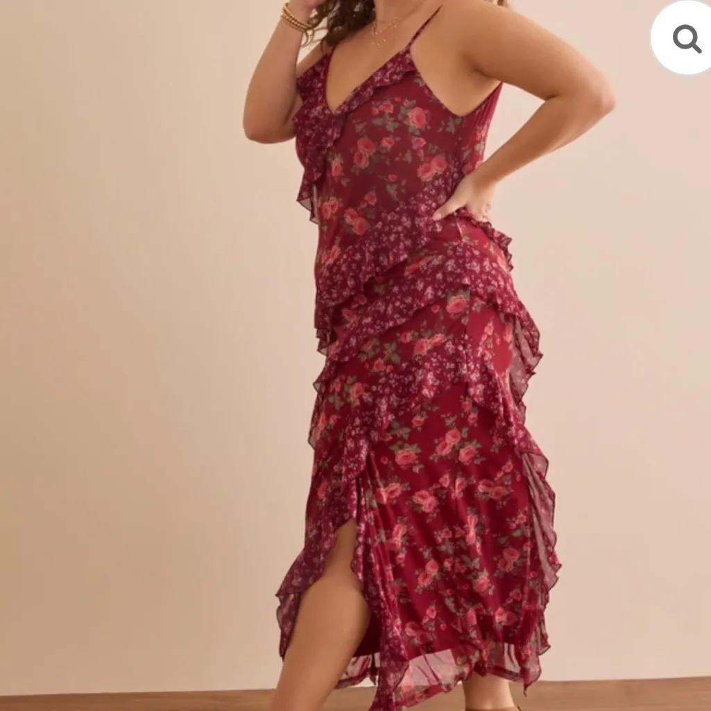 Arula Red Floral Maxi Dress Plus Size 0X - Image 3