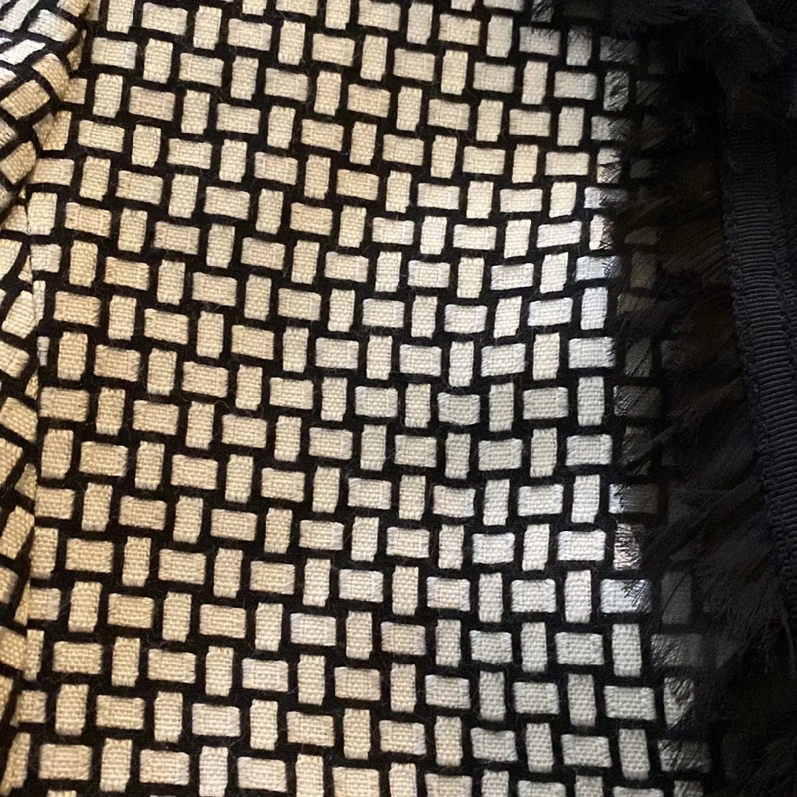 WHBM Women's Black White Textured Tweed Fringe‎ Blazer Jacket Size 10 - Image 8