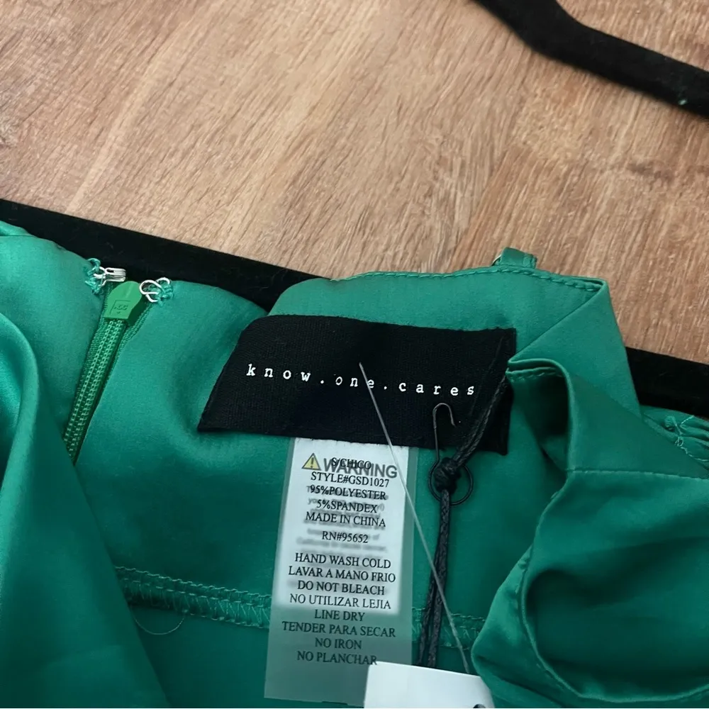 Know One Cares Emerald Green Satin Slip Dress - Image 4