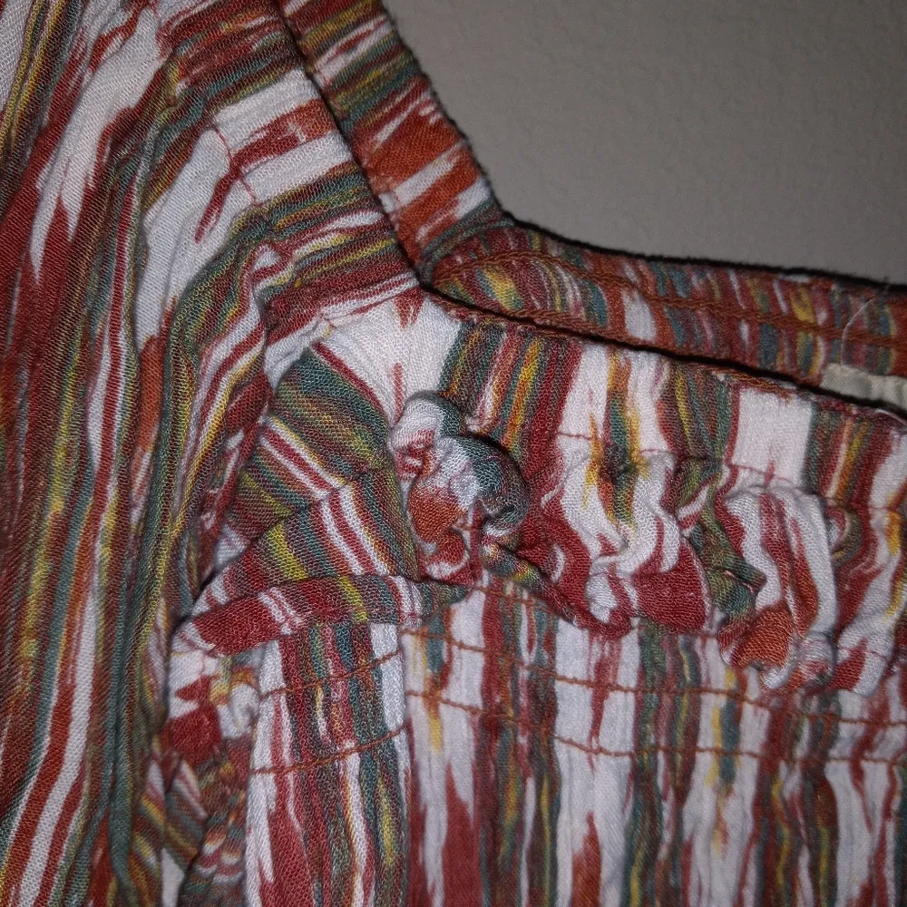 Rocking C M Western Smocked Tribal Print Cowgirl Crop Top Orange Size M - Image 5