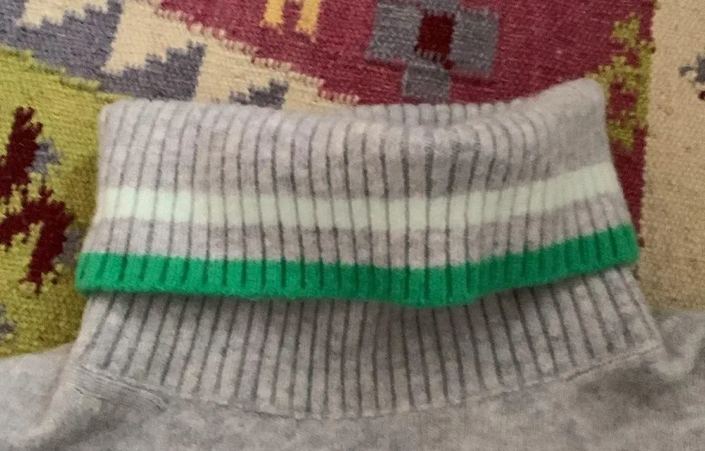 J. Crew Striped turtleneck sweater in Supersoft yarn (Sz XXL) Green & Gray - Image 8