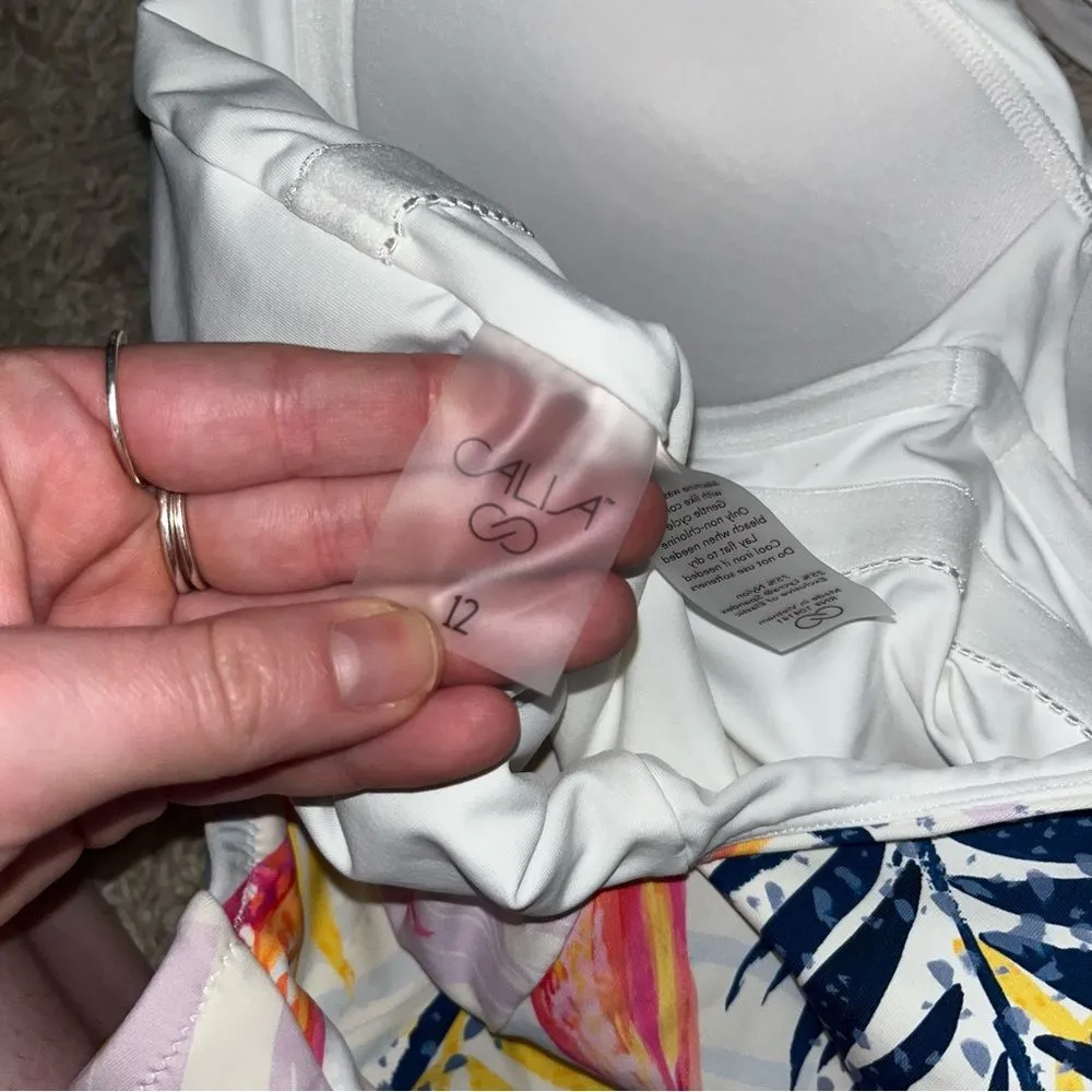 Calia Floral one piece bathing suit size 12 White - Image 5