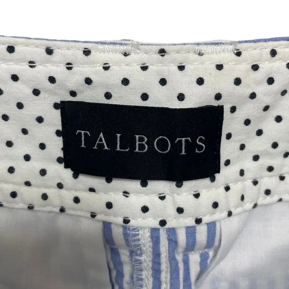 Talbots Perfect Crops Pant - Sunshine Seersucker Blue & White Striped Size 8P - Image 9