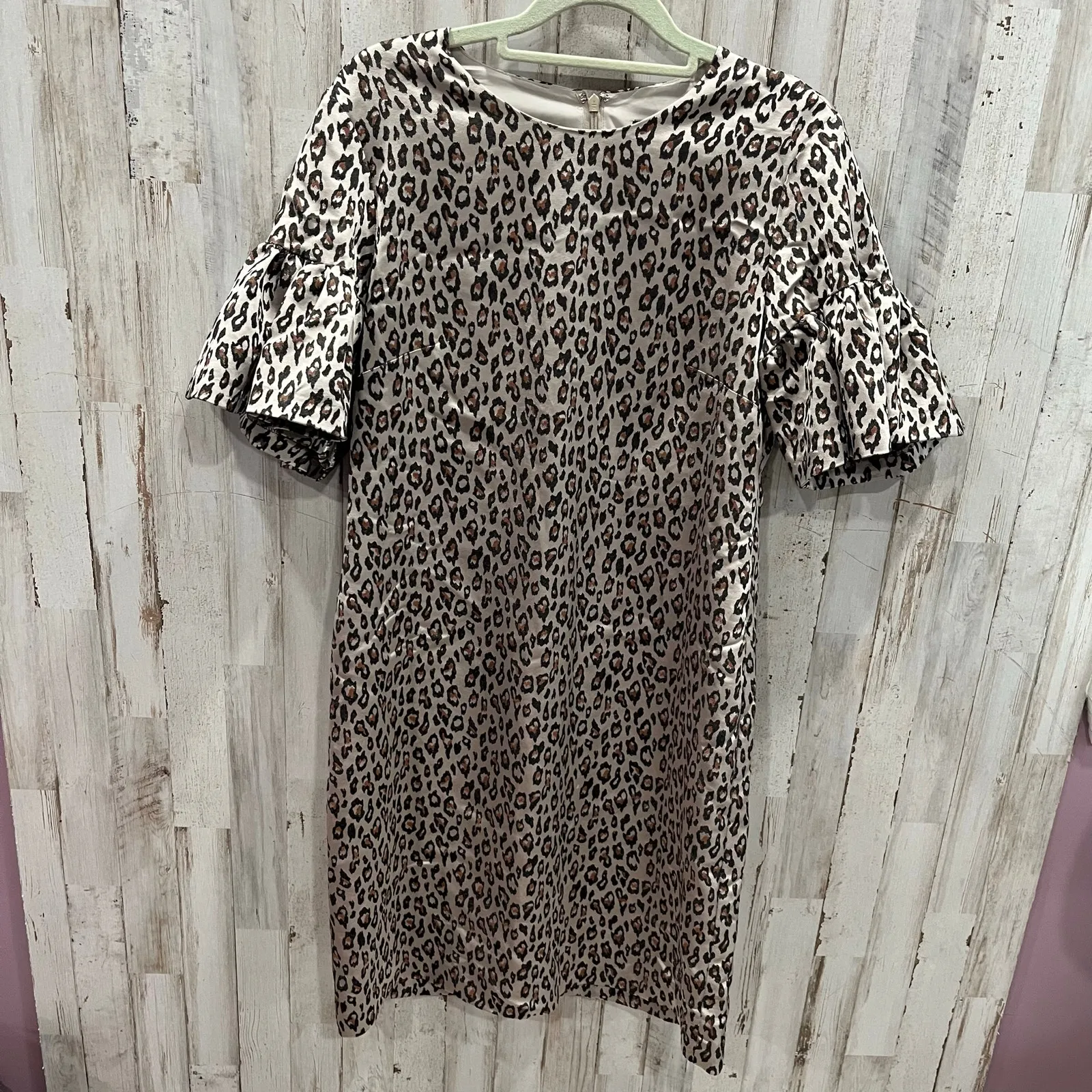 Banana Republic Leopard Animal Print Flutter Sleeve Sheath Dress Womens Size 6 - Image 3