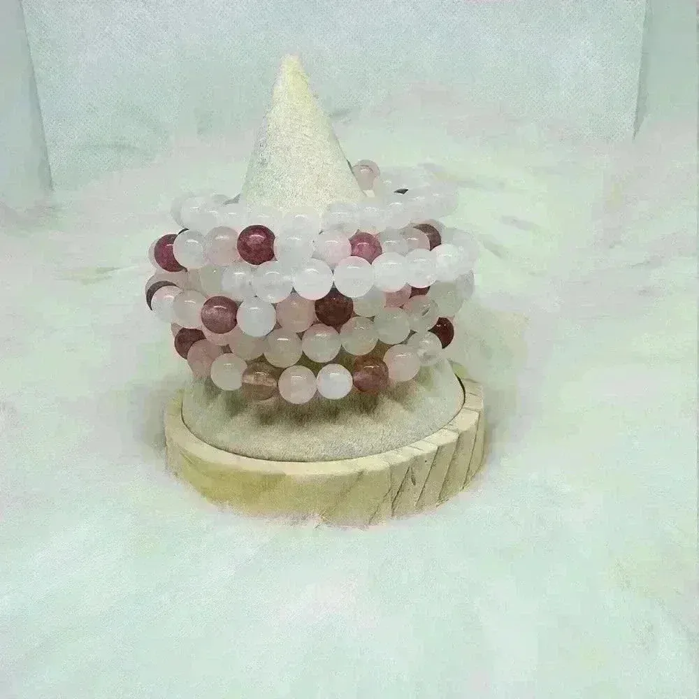 Sakura Berry Stone Beaded Bracelets Pink - Image 4