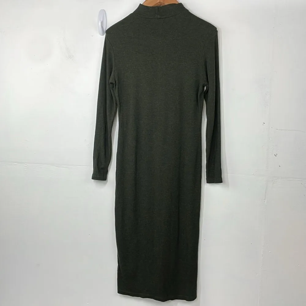 Tkees The Super Rib Turtleneck Maxi Dress long sleeve size Small Green - Image 5