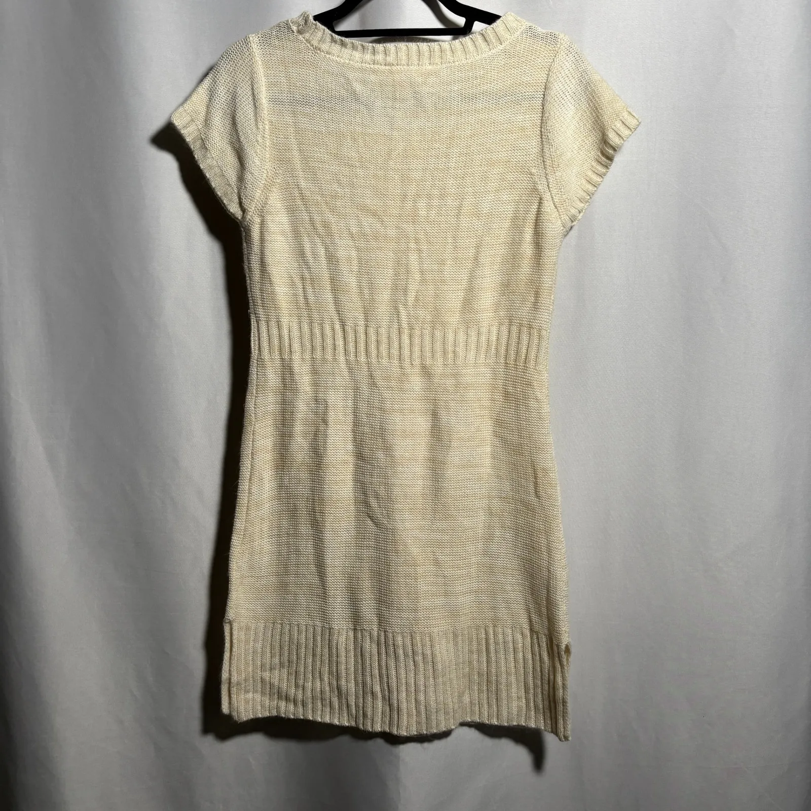 LEI Cable Knit Short Sleeve Sweater Dress Womens M (Jr L) Cream Ivory 00s Y2K‎ Size undefined - Image 2