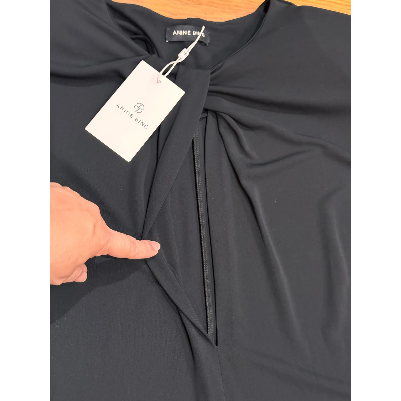 Anine Bing Black classic long sleeve Amaya Keyhole Mini dress size Large - Image 8