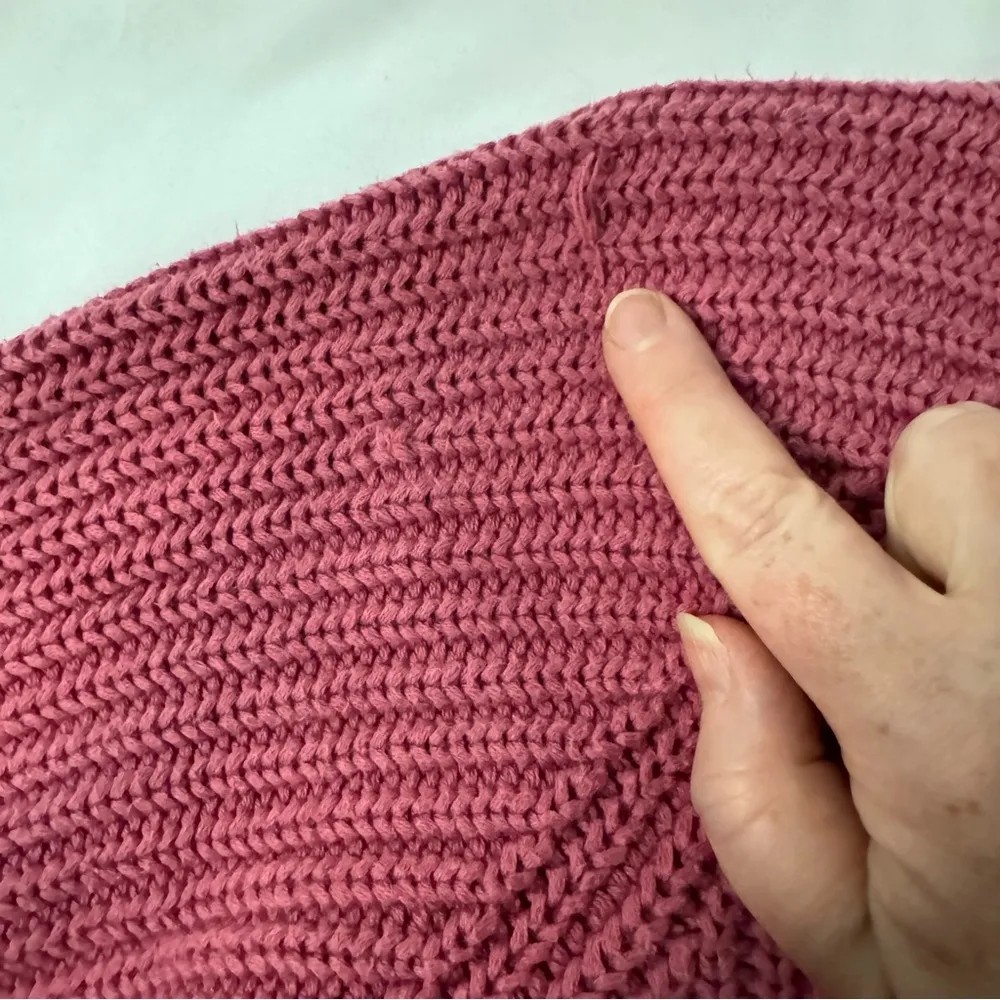 VTG Eddie Bauer Knit Sweater Women Crew Neck Pink Cotton Size M Heavy Gorp - Image 4