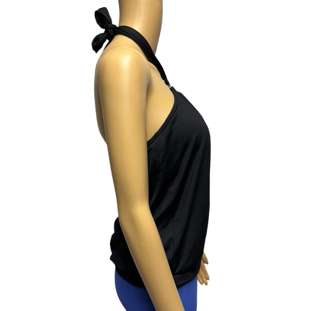 NWT Michael Kors Black O Ring Modest Banded Bottom Halter Swim Top Small - Image 2