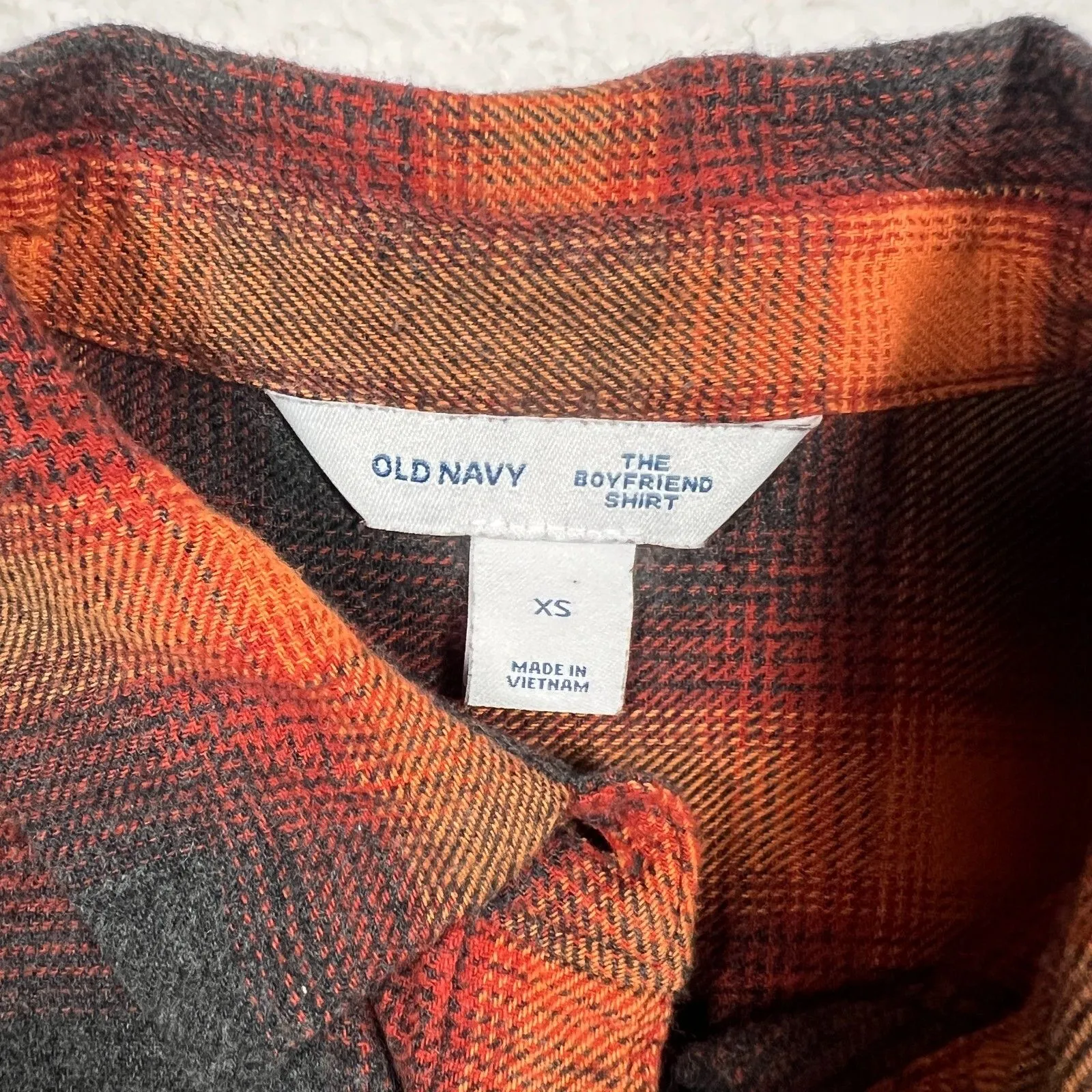 Old Navy Womens Plaid Boyfriend Shirt Flannel Swifty Evermore XS Orange Black - Image 3