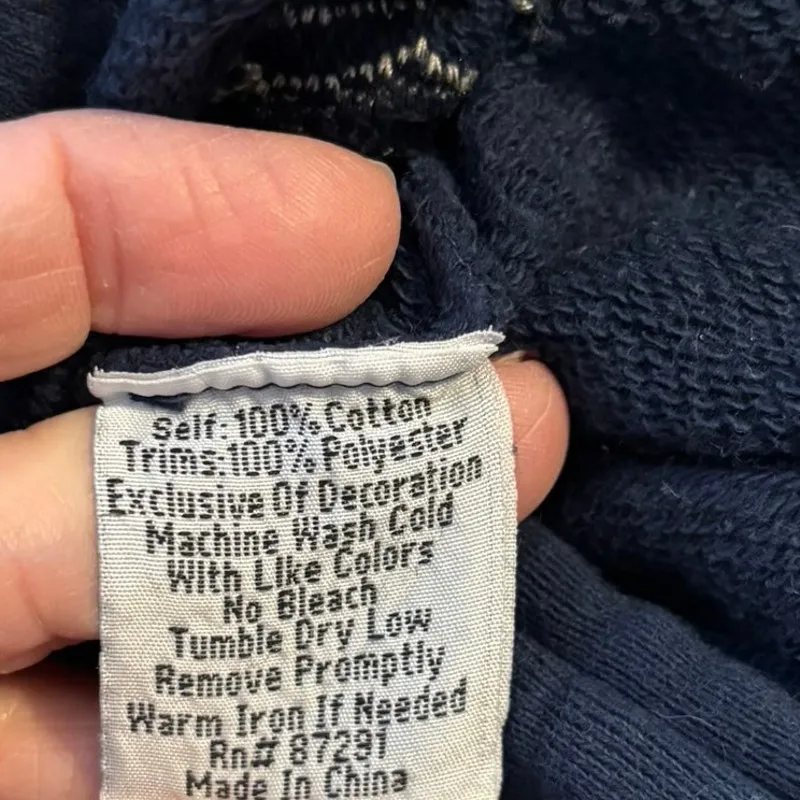 Johnny Was Size M Embroidered Sweatshirt Navy Blue FLAWS - Image 5